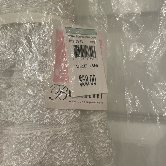 Baby Girls 18M White Lace Dedication Dress by Bonnie Baby - Picture 4 of 7